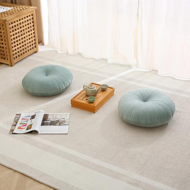 Volple Floor Pillow Meditation Cushion Round Large Floor Pillows Seating for Adults, Velvet Thick Floor Cushions for Yoga Living Room Balcony Outdoor Tatami 18inches（Green） - Image 4